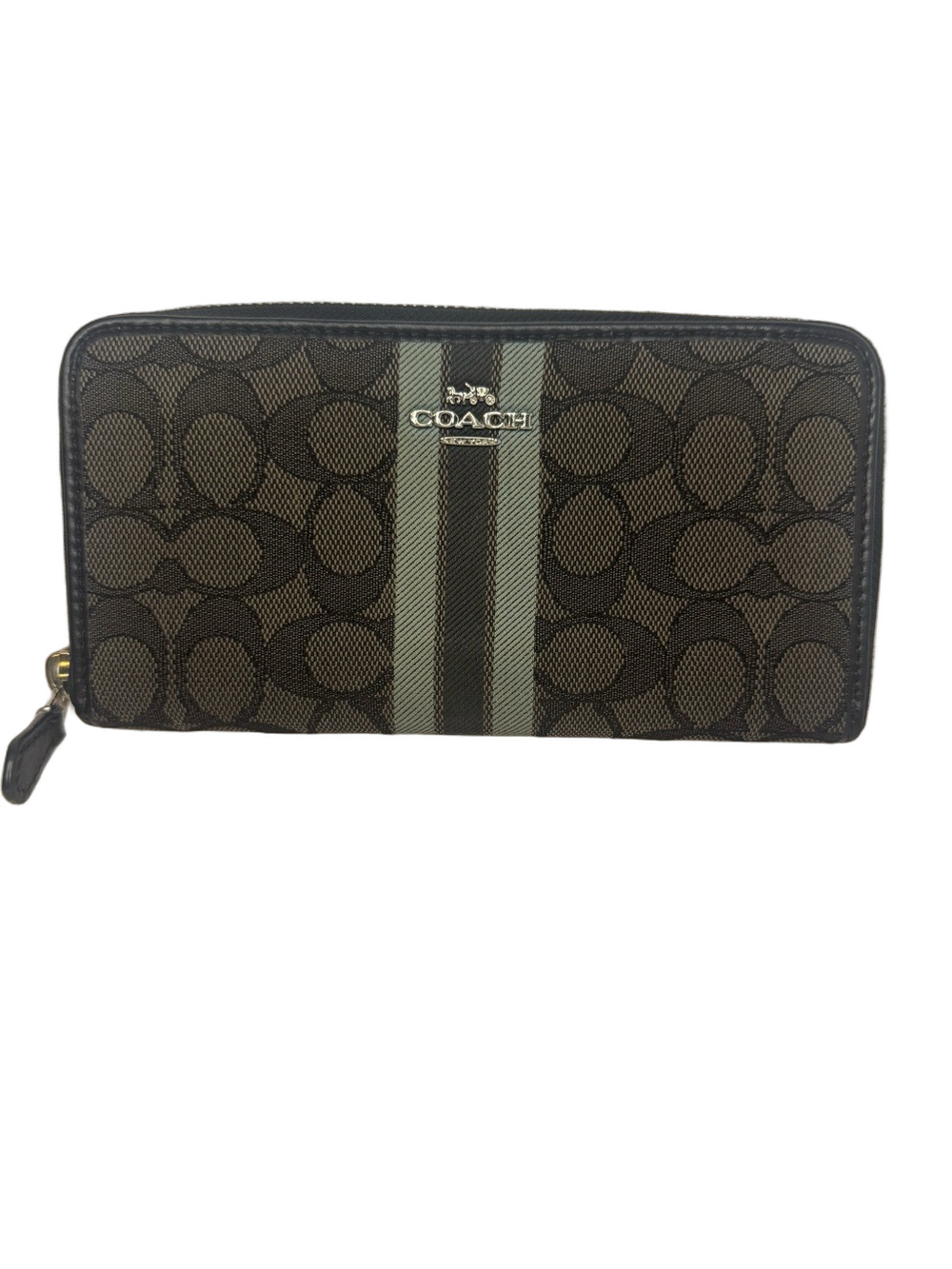 #367 Coach Accordion Zip Wallet in Signature Jacquard w/ Stripe